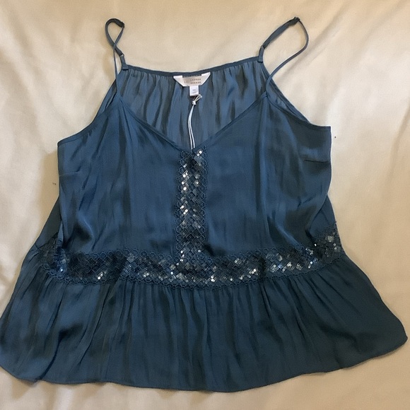 LC Lauren Conrad Blue Camisole with Sequin Accents - Picture 1 of 3